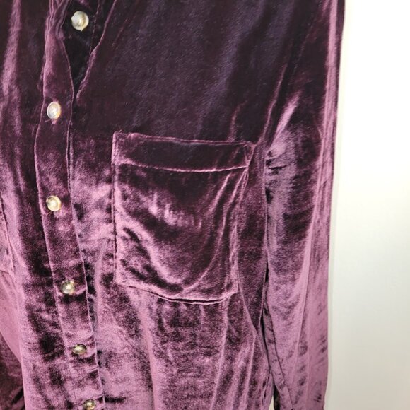 Maeve by Anthropologie Katrina Burgundy Blouse Velvet Button Up Top Women's SZ 2 - Picture 4 of 14